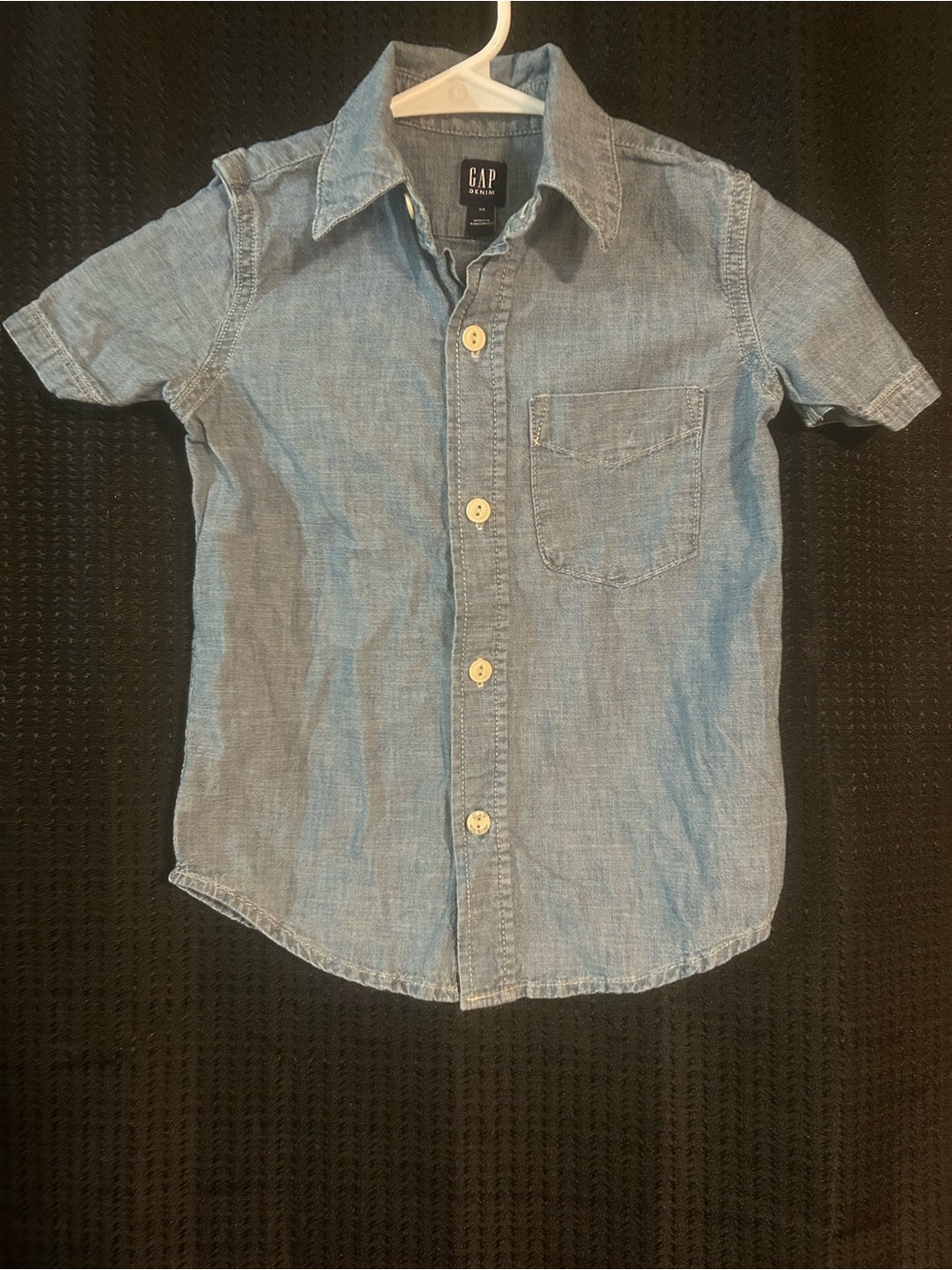 GAP Boys' Short Sleeve Denim Shirt - Light Blue